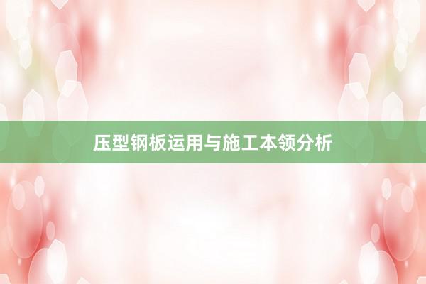 压型钢板运用与施工本领分析